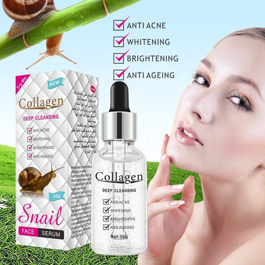 Snail Mucin & Collagen Face Serum - Anti-Aging, Acne Repair & Skin Brightening Moisturizer - 30g